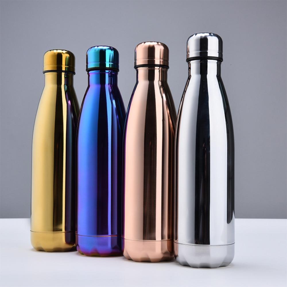 500ml Electroplated Gradient 304 Stainless Steel Water Bottle, UV Plating Cola Shape Vacuum Insulated Sports Flask