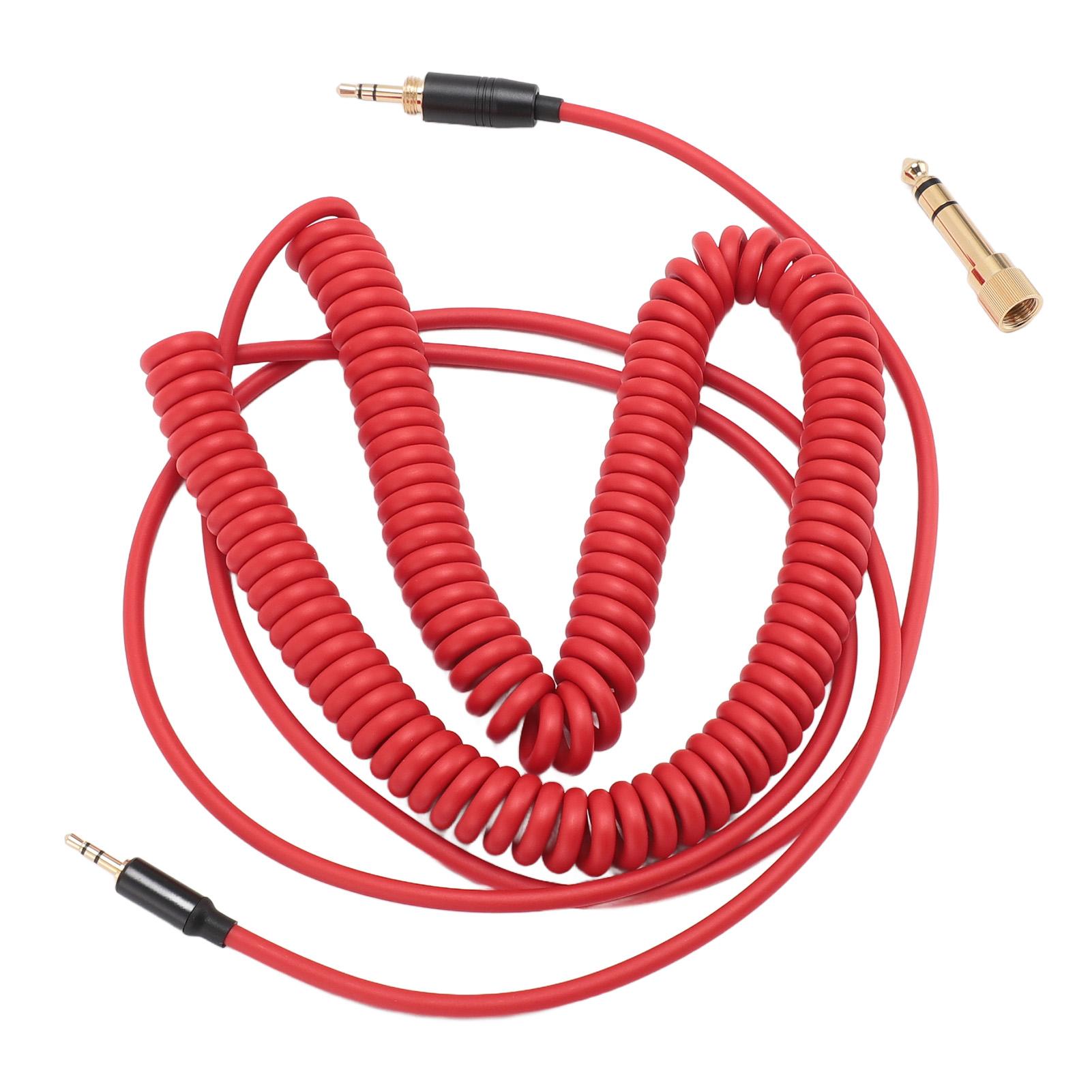 

Спиральный кабель для наушников с позолоченным разъемом, сменный звуковой шнур для гарнитуры для NC700 QC45 QC35 красный