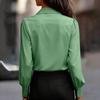 Women's Fashionable Color Lapel Casual Button Long Sleeved Shirt Top