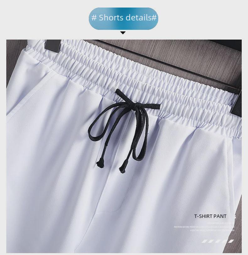 Conjunto masculino de camiseta e shorts slim fit com estampa de montanha nevada para o verão - Tendência da moda coreana