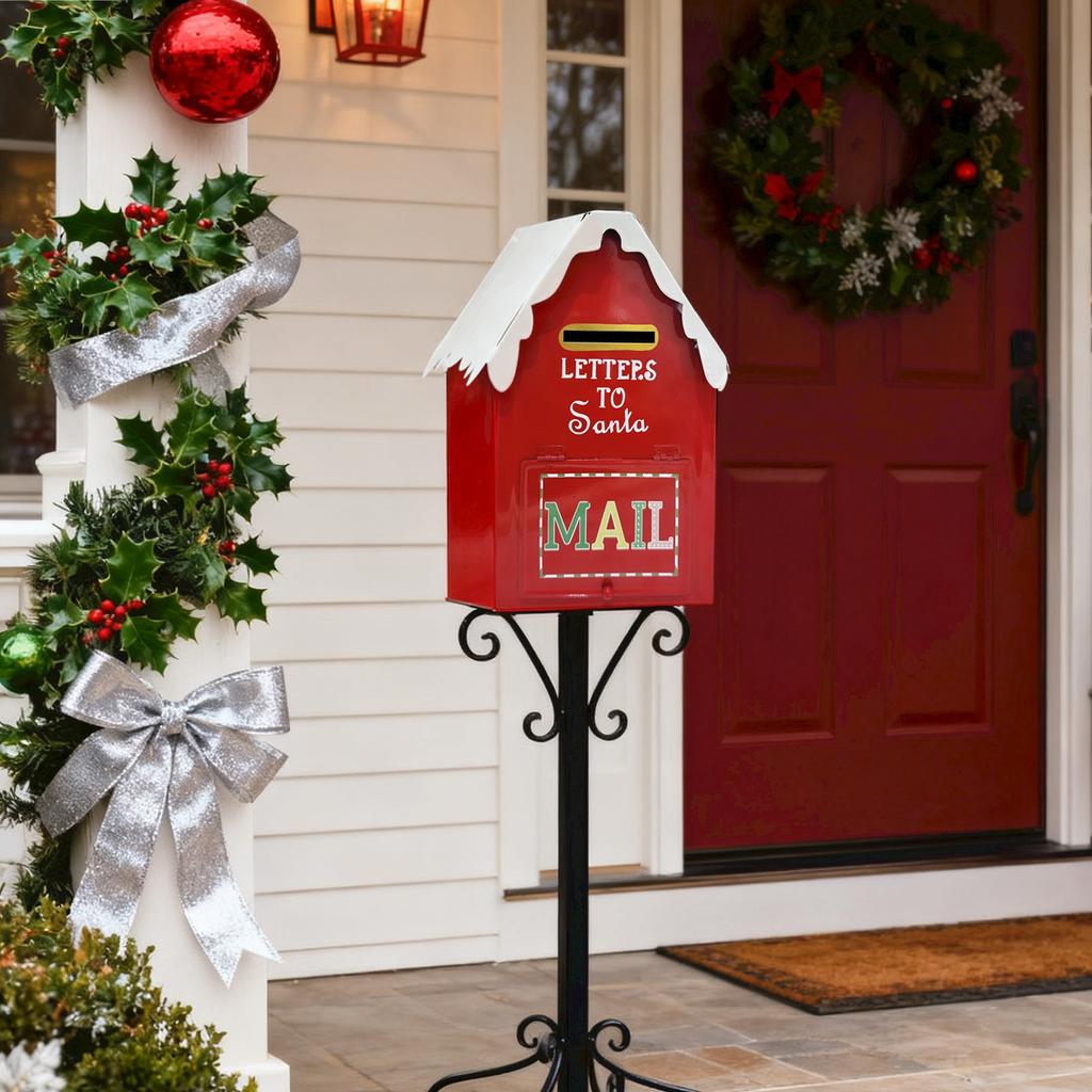 Christmas Wrought Iron House Mailbox, Christmas Furniture And Garden Decorations