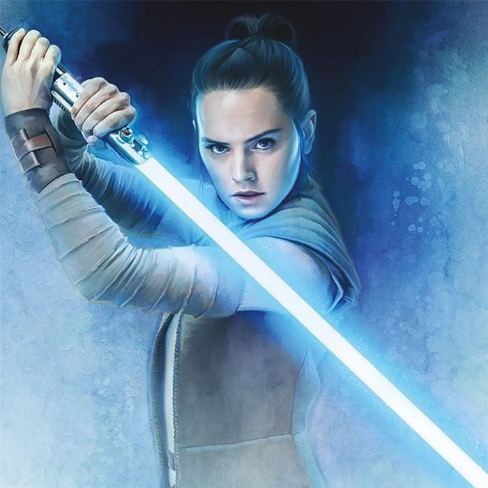Guerra das Estrelas: Impressão Em Tela O Último Sabre de Luz Jedi Rey 40cm x azul