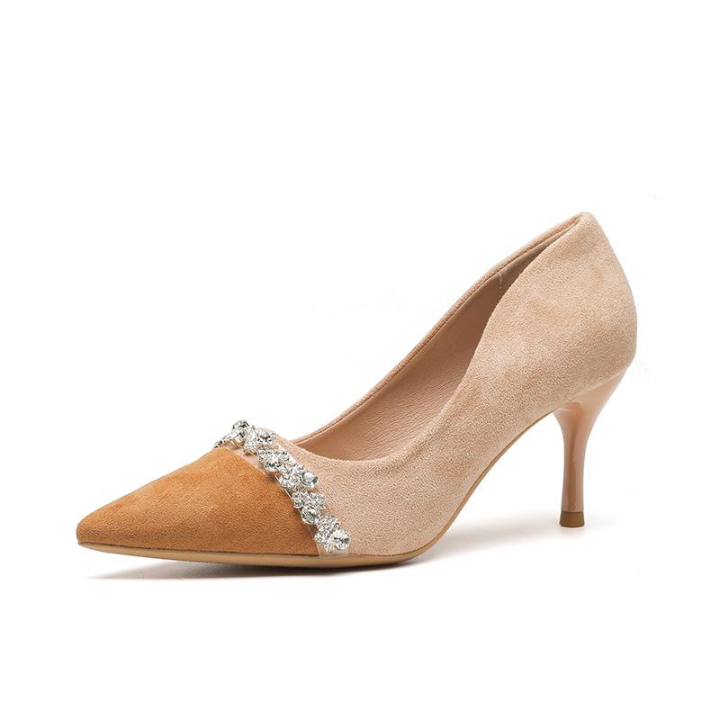2025 Spring Summer New Women's French High Heels - Small Fragrance Style Color-Blocked Pointed-Toe Stiletto, Sexy Shallow Mouth Pumps XCY-180