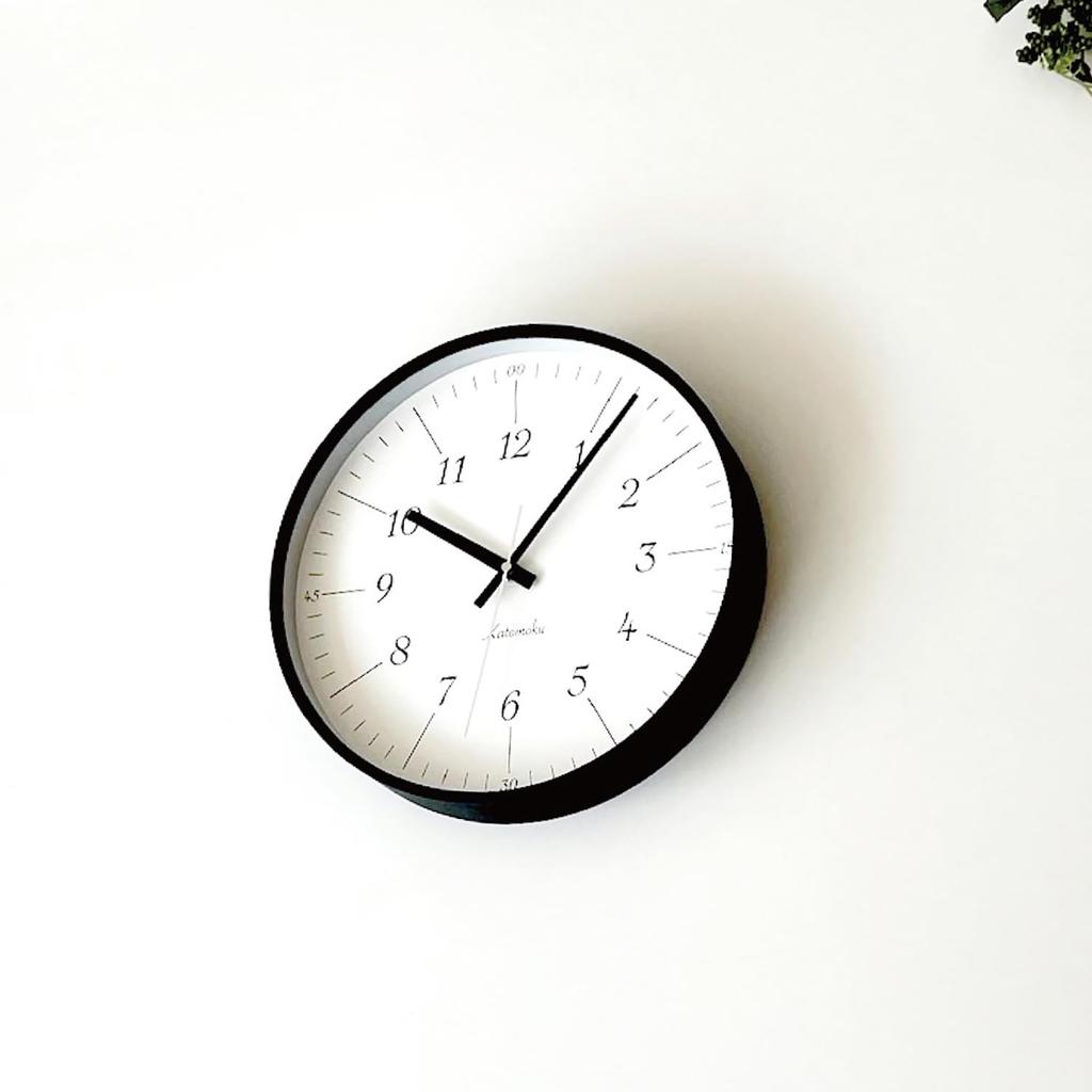KATOMOKU Plywood Clock 18 Black Wall Clock with Continuous Second Hand km-110BK 304mm (quartz Clock)