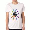 Rainbow Feather Ladies Cotton T Shirt, Pure Cotton Premium Print, Featuring Black Feather Accents, Durable, Casual Fashion, Perfect For Everyday Wear 