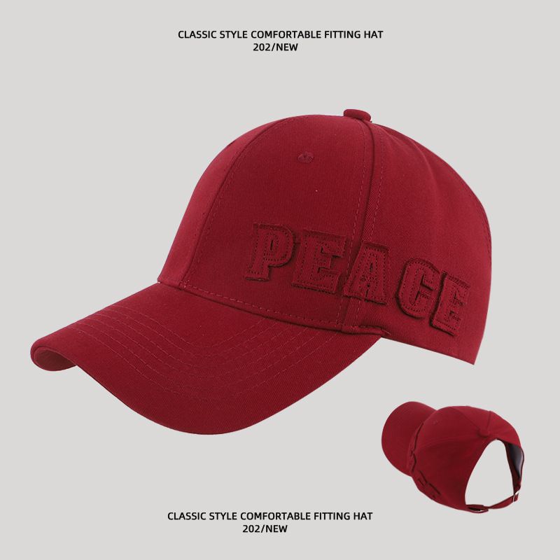 

High Ponytail Peaked Cap Women s 2025 New Baseball Cap Wide Brim Big Face Face Small Sun Hat Red PEACE. One size