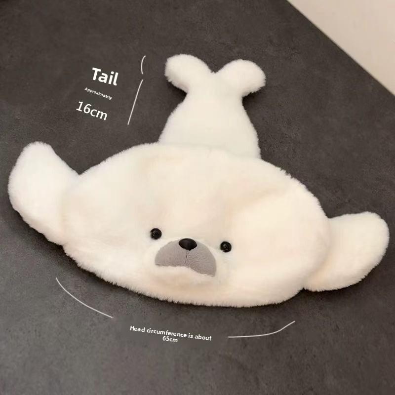 Cute Cartoon White Seal Design Plush Adult Children Hat For Cold Weather