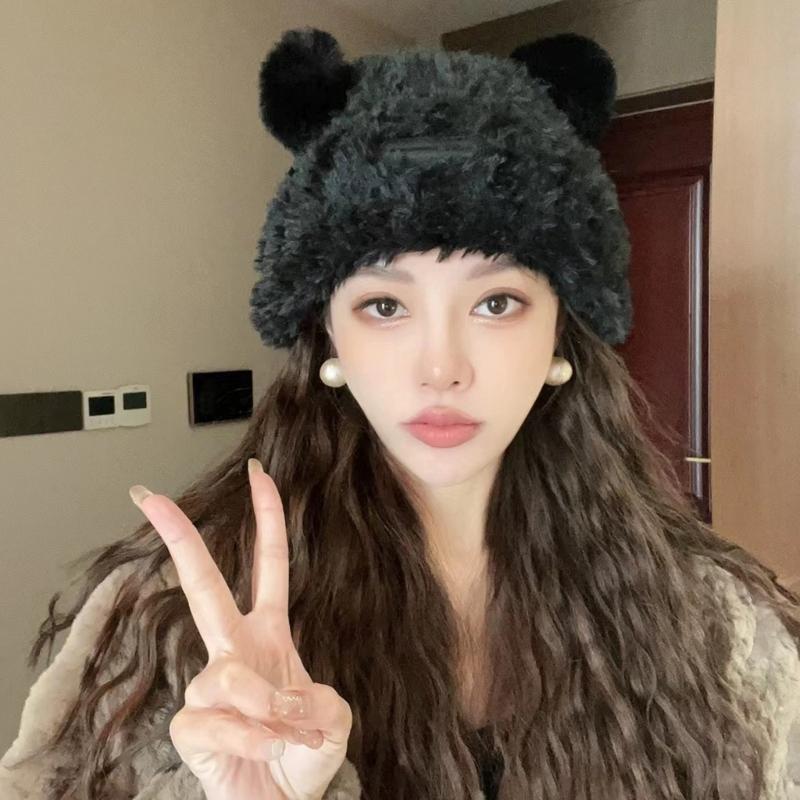 Adult Children Furry Ears Winter Hat Bear Hat New Year Winter Headwear