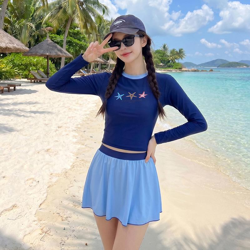 Split Long-sleeved Swimsuit Women's Adult Conservative 1011 New Vacation Sunscreen, Special Sunscreen for Swimming Pools