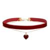 Fashion Korean Flannel Sexy Short Love Pendant Necklace for Women Black Two-layer Choker Party Jewelry Gift