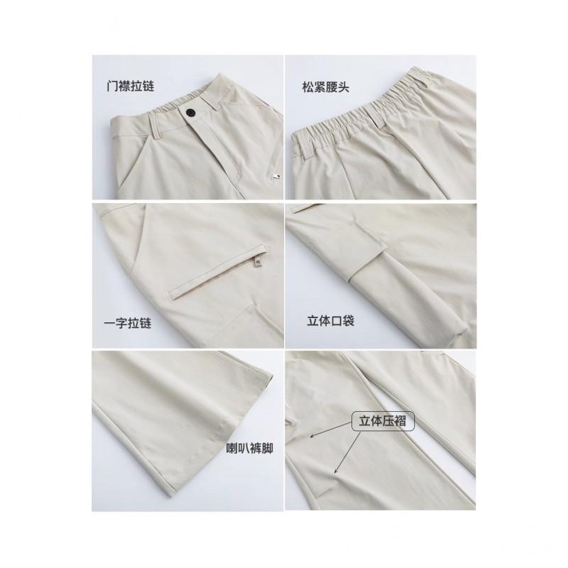 Womens High-Waisted Wide-Leg Cargo Pants 2026 Loose Fit Retro Streetwear Trousers White Black Beige Gray