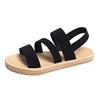 Fashion Summer Elastic Band Flat Sandals for Women Lightweight Casual Slip On Sandals Woman Comfortable Non Slip Beach Shoes Plus Size