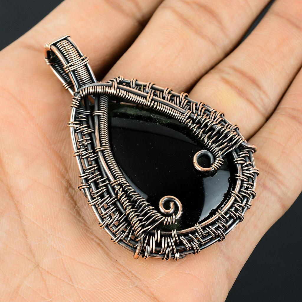 Black Onyx Jewelry, 999 Copper Wire Wrapped Pendant Handmade Gemstone Jewelry, Gifts For Wife Brand New Pendant
