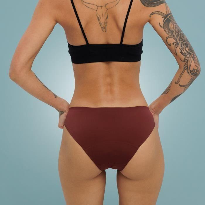 Weekiss Seamless culotte menstruelle, culotte de regle flux abondant coton, XXL (44), Rouge