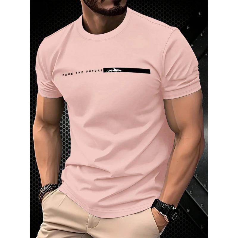 Sommer Herren Freizeit Sport locker übergroß einfach Buchstabenmuster bedruckt Rundhals Kurzarm T-Shirt Top