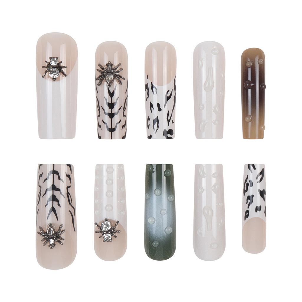 Halloween Spider 3D Three-Dimensional Wearing Nail French Manicure Long Wearing Nail Piece Press On Nails