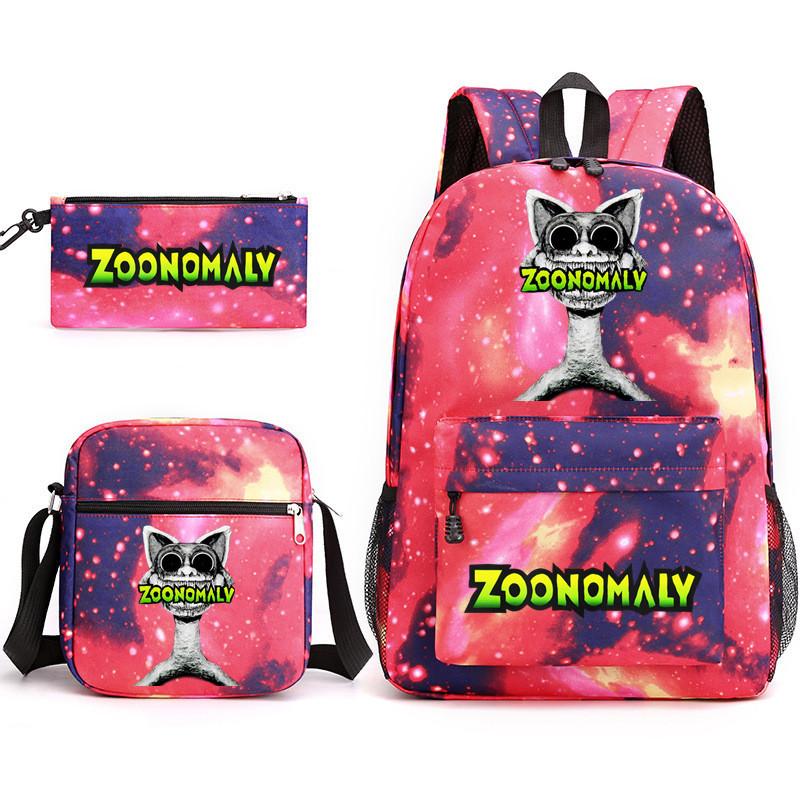 Deformed Zoo School Bag Male and Female Students Three-piece Large Capacity Backpack