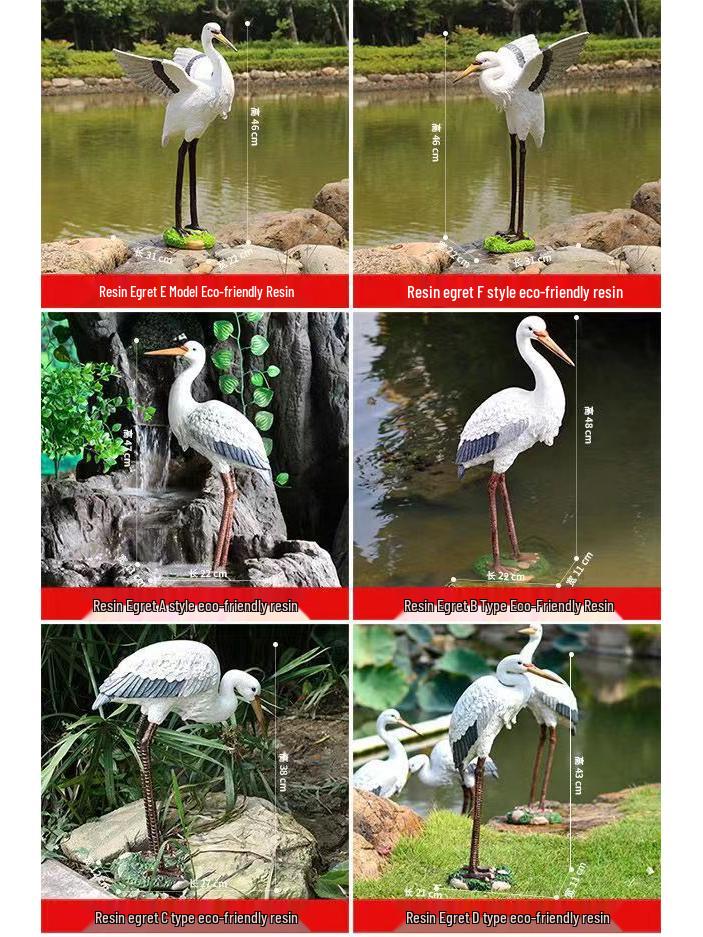 Simulated Heron Ornament for Outdoor Garden and Courtyard Landscaping Decoration - Egret Resin Craft