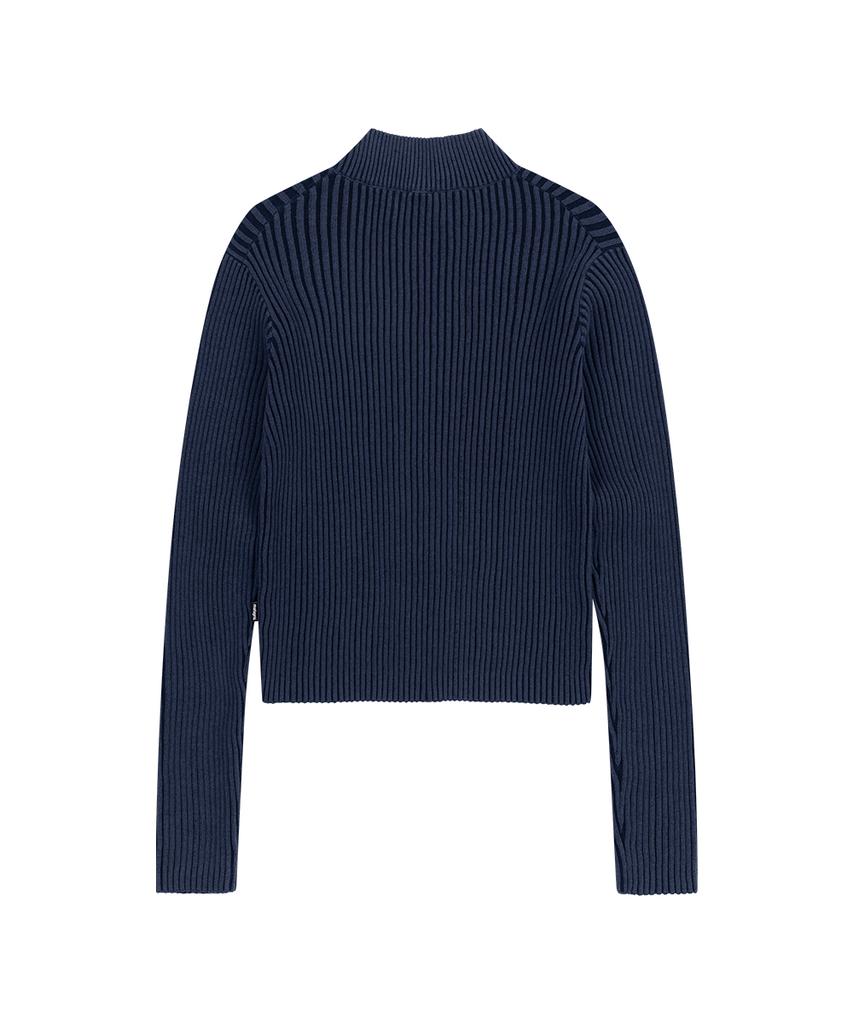 MAHAGRID Two Tone Zip Up Cardigan Blue(Mg2Gsmk686A)