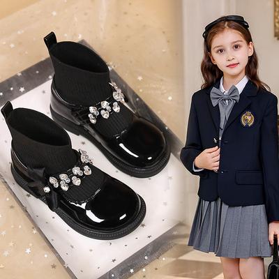 2025 Autumn Winter New Children's Boots Fashion Boots Black Simple Casual Kids Leather Shoes