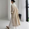 Printemps Automne Femmes Coton et Lin Chemises Robes Poches Fente Latérale Droite Décontracté Ample Robes Féminines