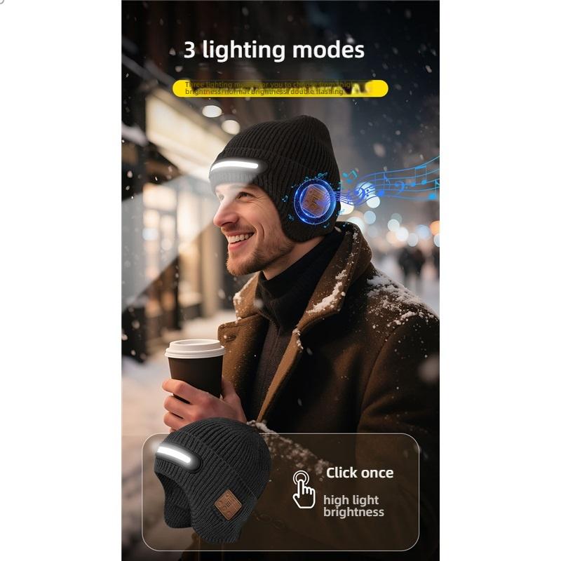 Wireless Bluetooth 5.4 Music Beanie Hat with Reflective Stripe, Waterproof Noise Reduction Stereo Headphones for Outdoor Sports