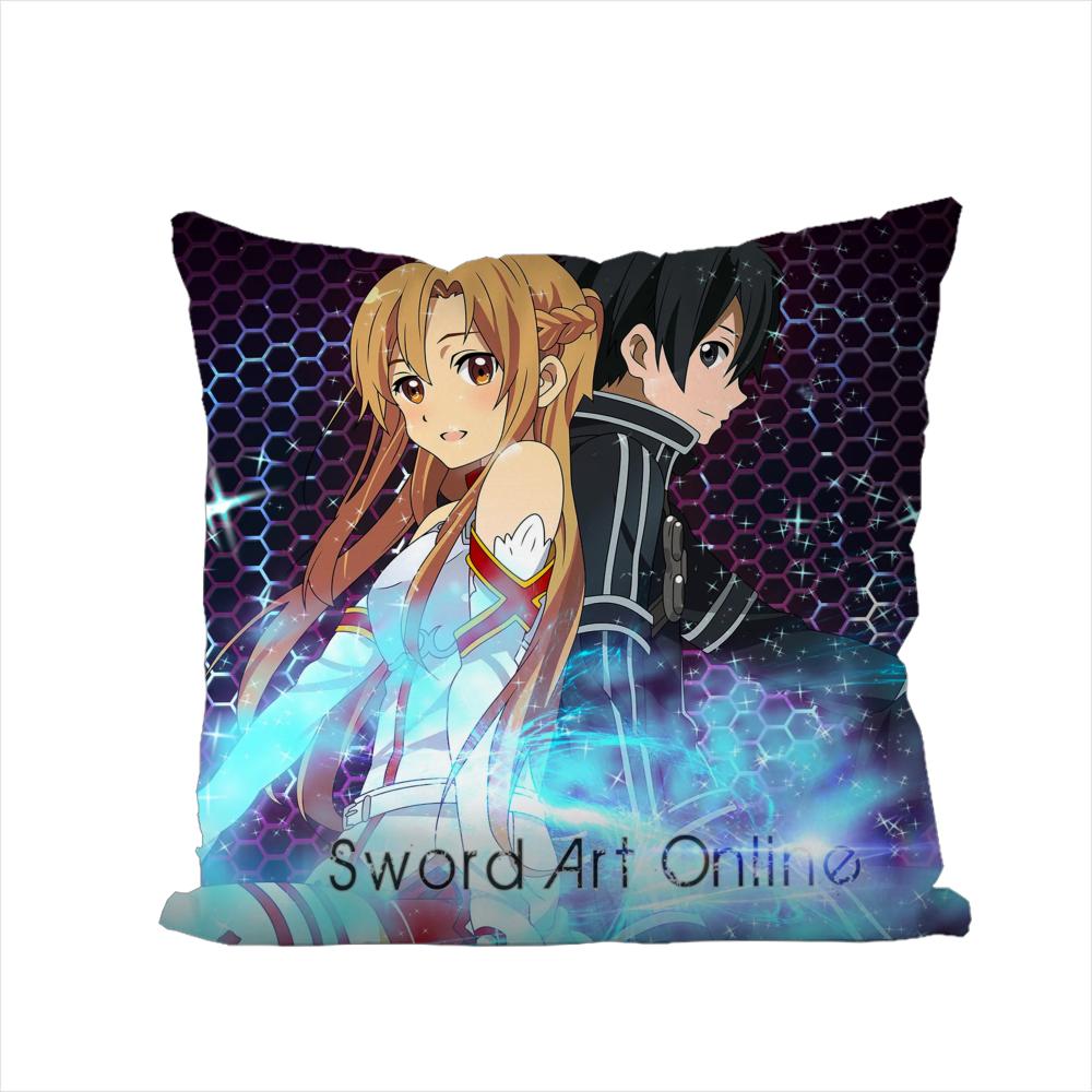 Sword Art Online Pillow Case For Car Sofa Decorative Home Doublesided Print Plush Square Throw Pillow Cushion Cover