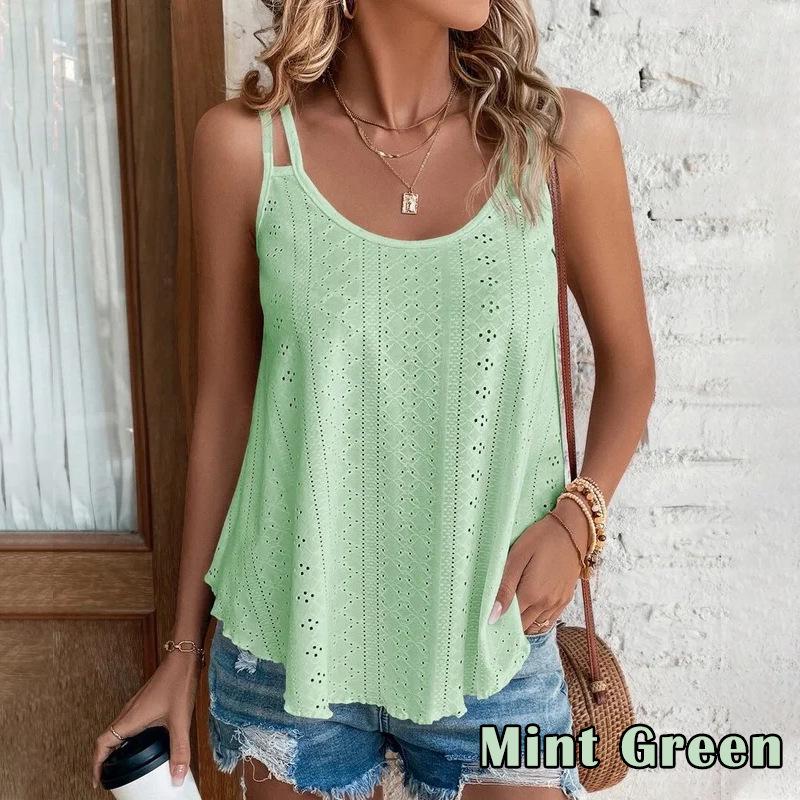 2025 Women's European & American Sleeveless Round Neck Jacquard Tank Top