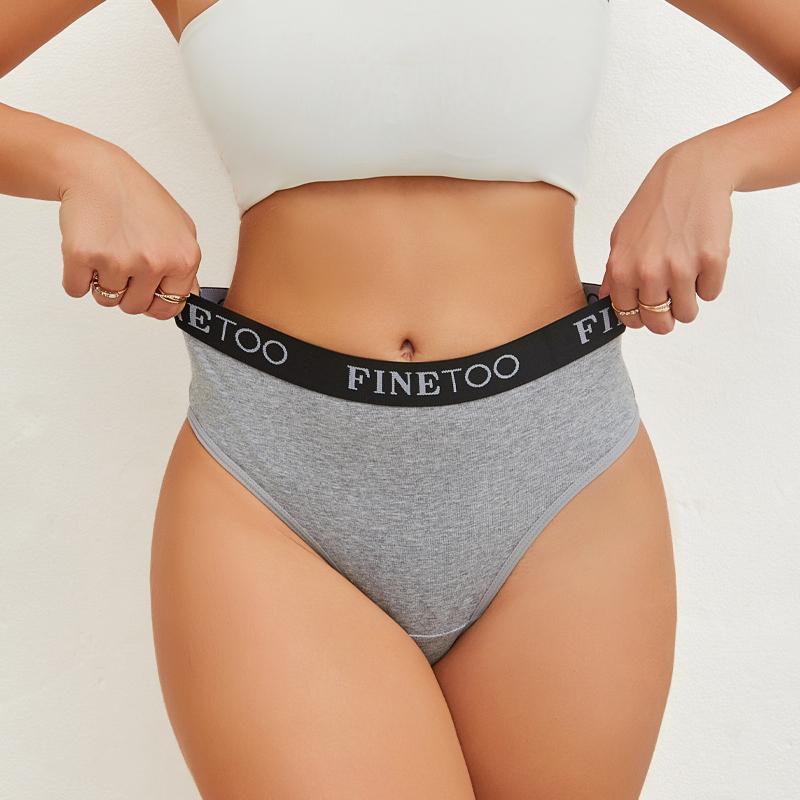 3Pcs Cotton High-Waist Thongs Underwear Women's Breathable Elastic Belt Panties Sexy Plus Size Comfortable T-Back Lingerie S-XXL