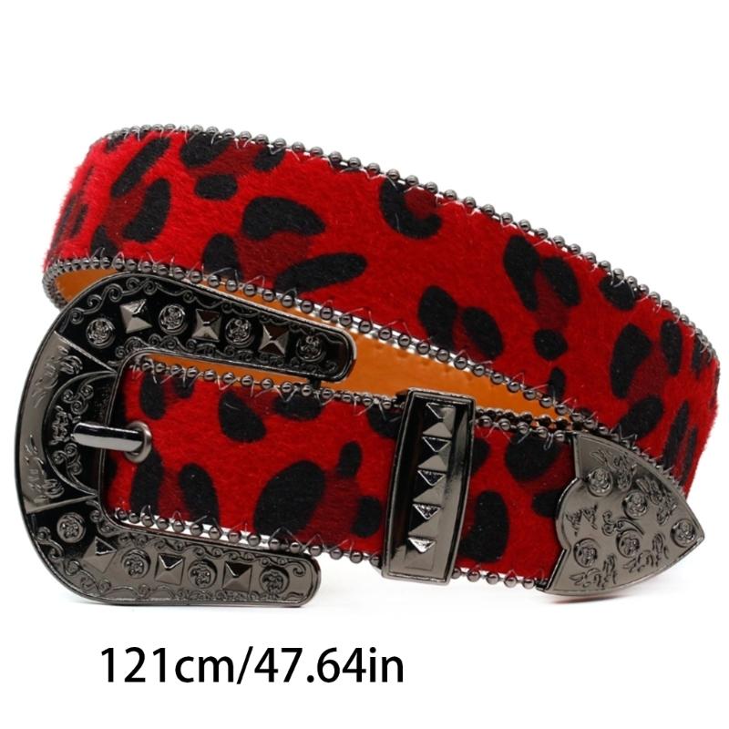 Metal Buckle Belt for Women Stylish Leopard Belt for Jeans Dress Eye Catching Waiststrap Date Night Formal Waiststrap