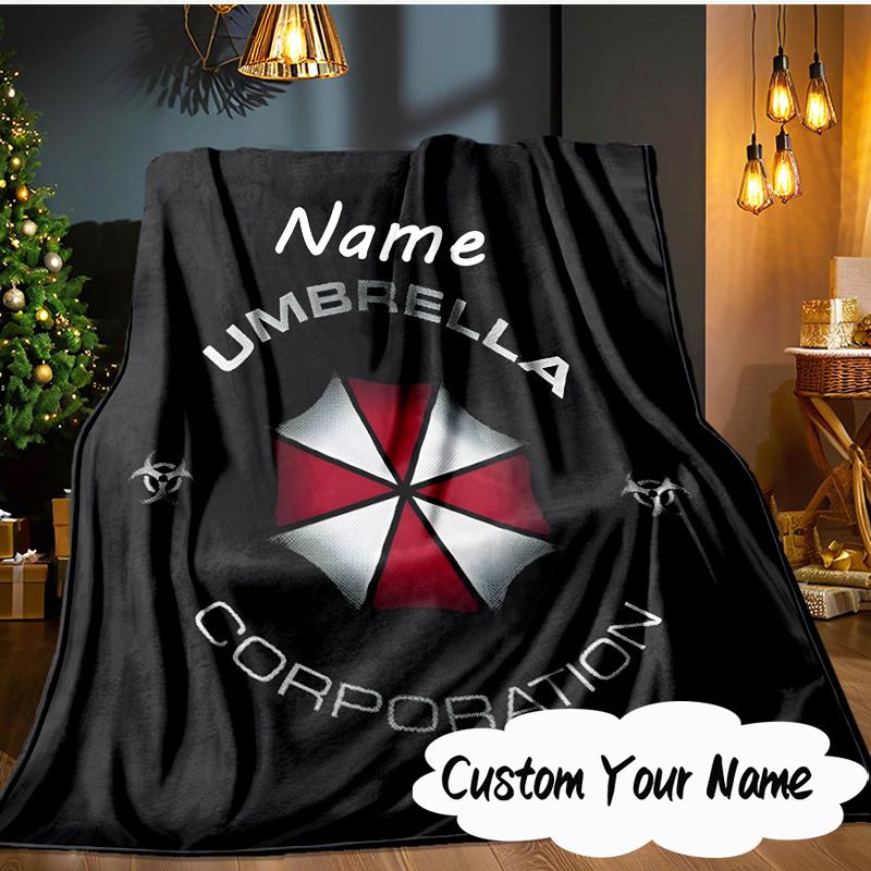 Custom Name Umbrella Resident Emblem Blanket Ideal Bedding Blanket Perfect for Travel, Camping, Living Rooms, Offices, Sofas, Fan Christmas gift