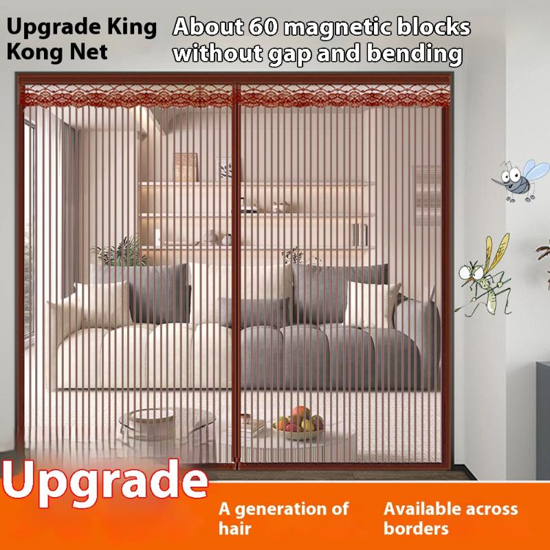 Plasă Cortină Magnetică pentru Ușă, Model Îmbunătățit 2026 cu Închidere, Autoetanșare, Intrare Mâini Libere, Plasă Temporară pentru Ușă de Patio - Ține Insectele Afară, Lasă Briza să Pătrundă