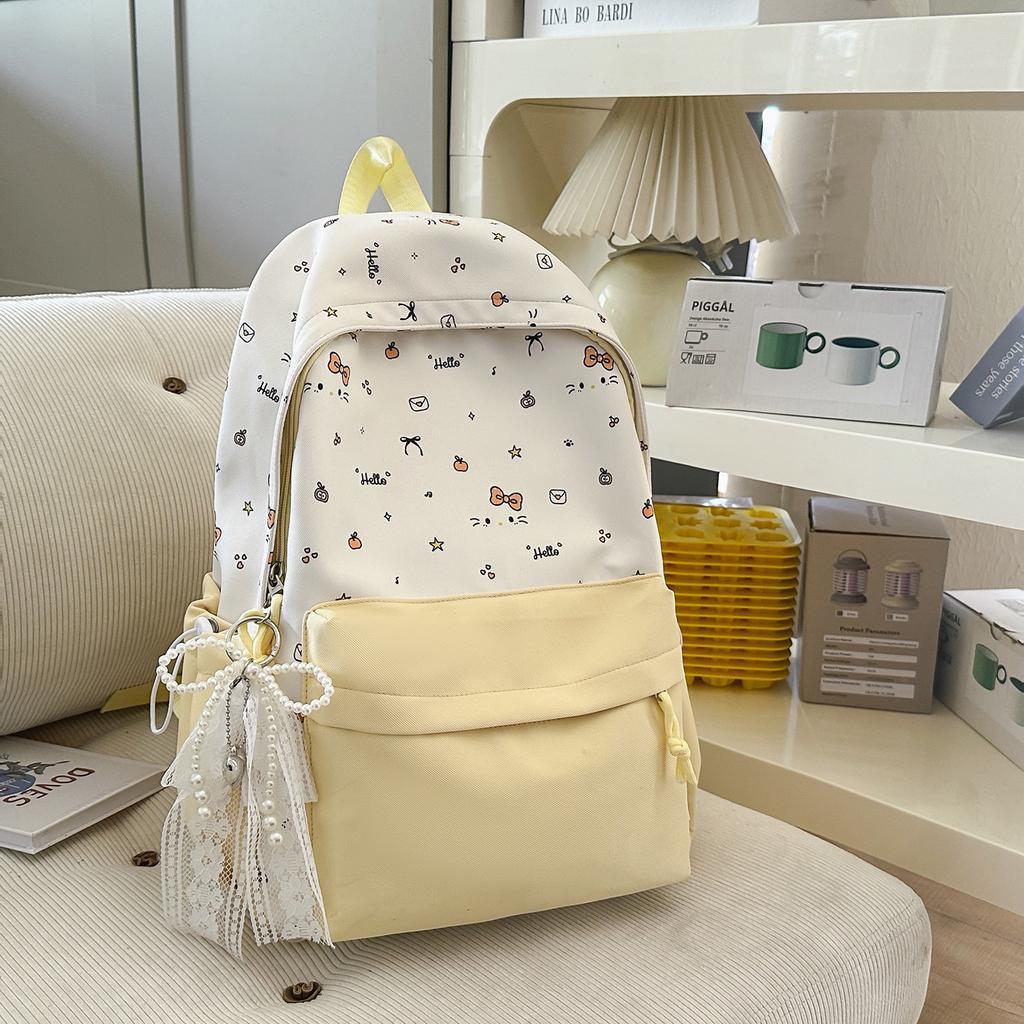 Schoolbag Junior High School High School Student Schoolbag Female Cute Bow Kitten Backpack College Style Cartoon Small Fresh Backpack