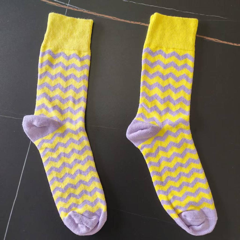 Japanese Wave Stripes Cotton Socks Women Solid Color Ankle Boot Styling Harajuku Christmas Girlfriend Gift Pink Yellow Cute