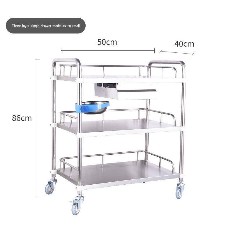 Stainless Steel Mobile Instrument Cart for Beauty Salon and Oral Care