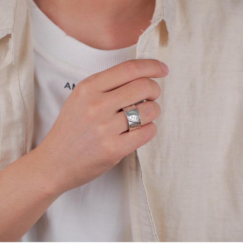 Adjustable Morgan Dollar Coin Ring Men Women Vintage Plated Retro Geometric Statement Jewelry