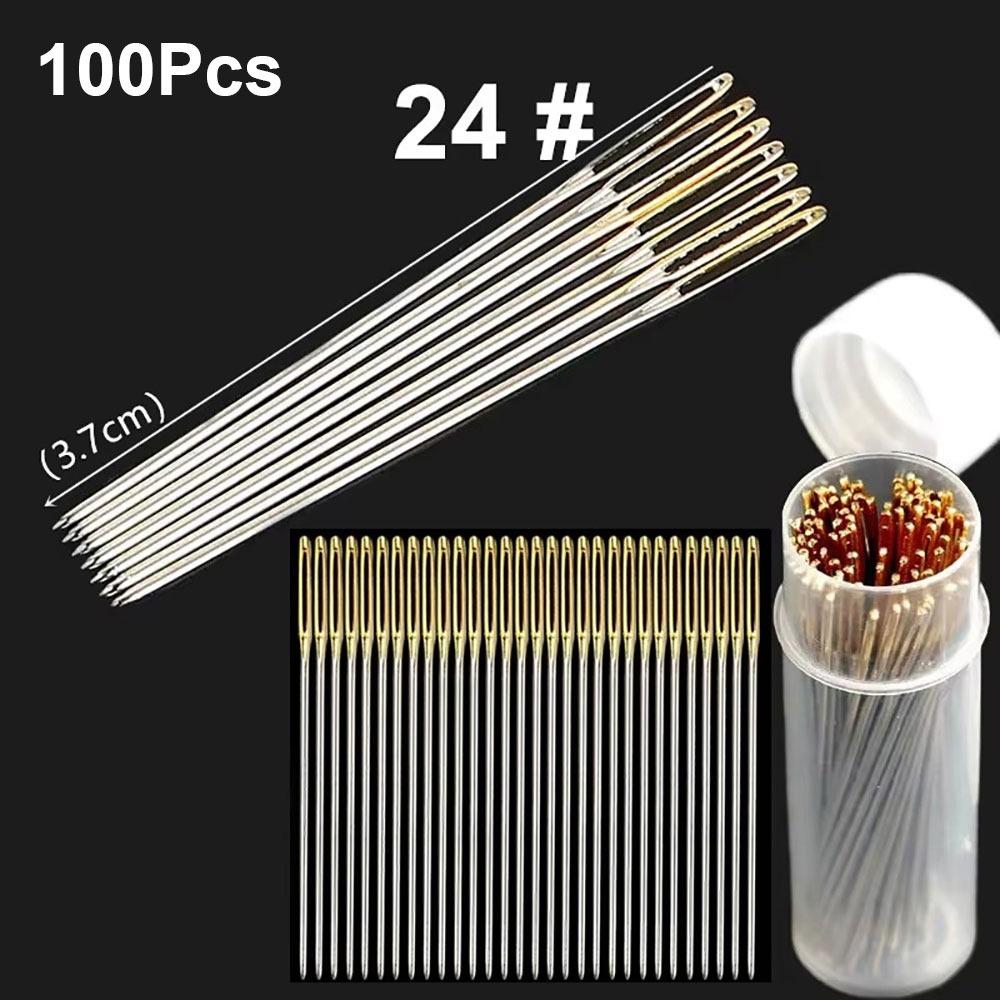 100Pcs New Multi-size Sewing Needle Stainless Steel 22/24/26# Cross Stitch Needle Tail Embroidery Fabric DIY Craft Tool