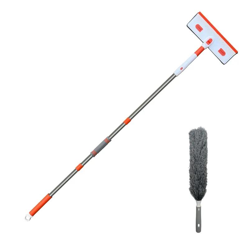 Stěrka na okna Čistič 4 v 1 Nástroj na čištění oken s ohebnou a rovnou prodlužovací tyčí Teleskopické okno.