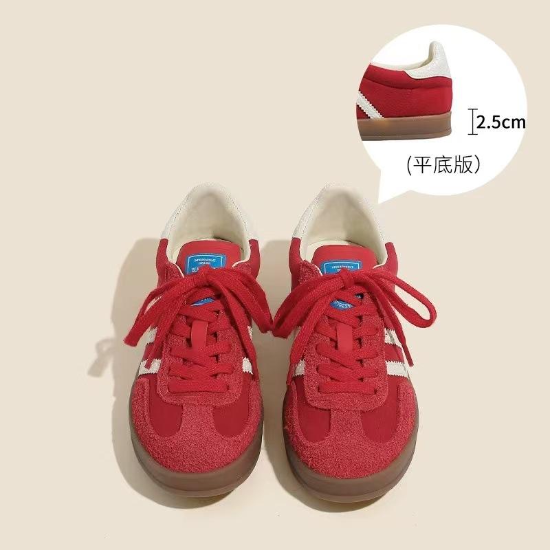Retro style shoes striped lace-up casual women's shoes versatile leather splicing