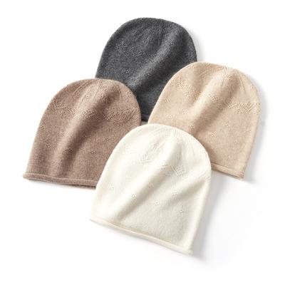 Cashmere Autumn and Winter New Style Women's High End Solid Color Knitted Thickened Warm Fashion Cloud Flower Casual Hat