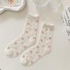6 Pairs Flower Pattern Mesh Breathable Socks Hollow Mesh Cotton Anti-slip Summer Floral Socks Casual Breathable Middle Socks