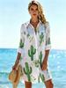 Women's Gradient Long-sleeved Shirt, Mid-length Shirt, Refreshing and Comfortable/daily Casual Loose Large Size Shirt, Women's Clothing
