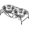 Removable Double Cat Water Bowls Elevated Dog Cat Dish No Spill Pet Feeder  Indoor