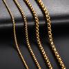 2/3/4/5mm Gold Color Plated Stainless Steel Square Box Chain Rolo Necklace Metal Jewelry for Women and Men Choker 14 - 40 Inches