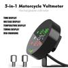 12.5 x 10.8 x 5CM 5 in 1 Motorcycle LED Voltmeter Thermometer Black Waterproof