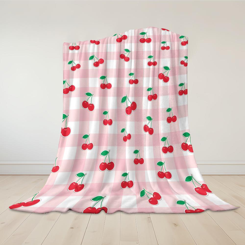 Coperta in Flanella a Quadretti Rosa Ciliegia Calda Morbida Halloween Natale Divano Caldo Accogliente Decorazione Decorativa Regalo per Tutte le Stagioni