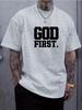 Summer 100 Pure Cotton Unisexs Fashionable Casual GOD FIRST Letter Pattern Printed Loose Round Neck Short Sleeved Tshirt Top
