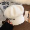 Women Vintage Knit Beret Warm Soft Painter Hat Large Size Versatile