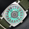 HAND-WINDING SWISS MENS VINTAGE POKER FACE REFURBISHED SEA GREEN WATCH A700939-5 R205a-a700939