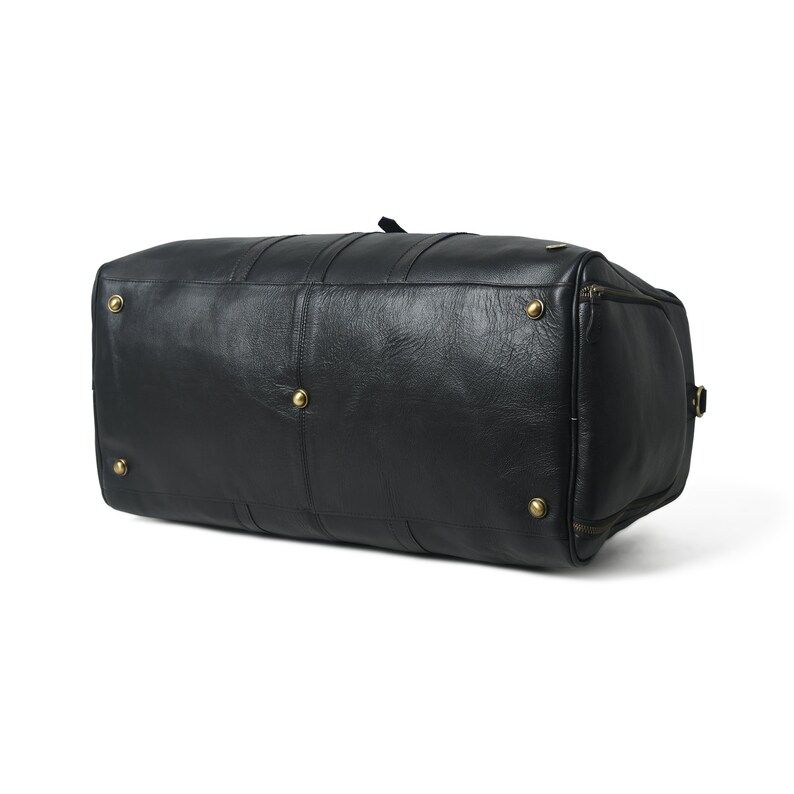 Full Grain Leather Weekender Duffel Bag - Shoe Compartment